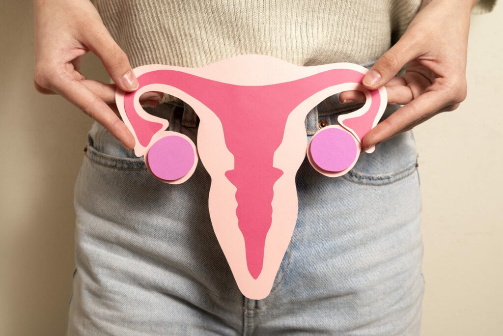 vue face femme tenant systeme reproducteur scaled 1